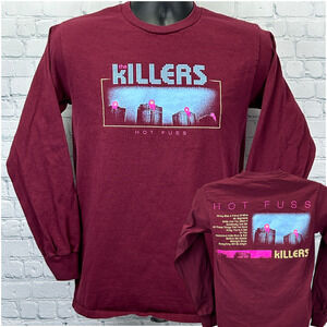 The Killer Hot Fuss Album Tracklist T Shirt Rock Band LS Red Tee Mens S Small